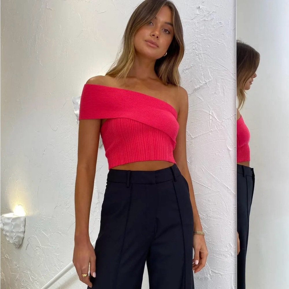 Anna Quan Clare Top In Fuchsia. One Shoulder Cotton fitted day to night top.NWT.